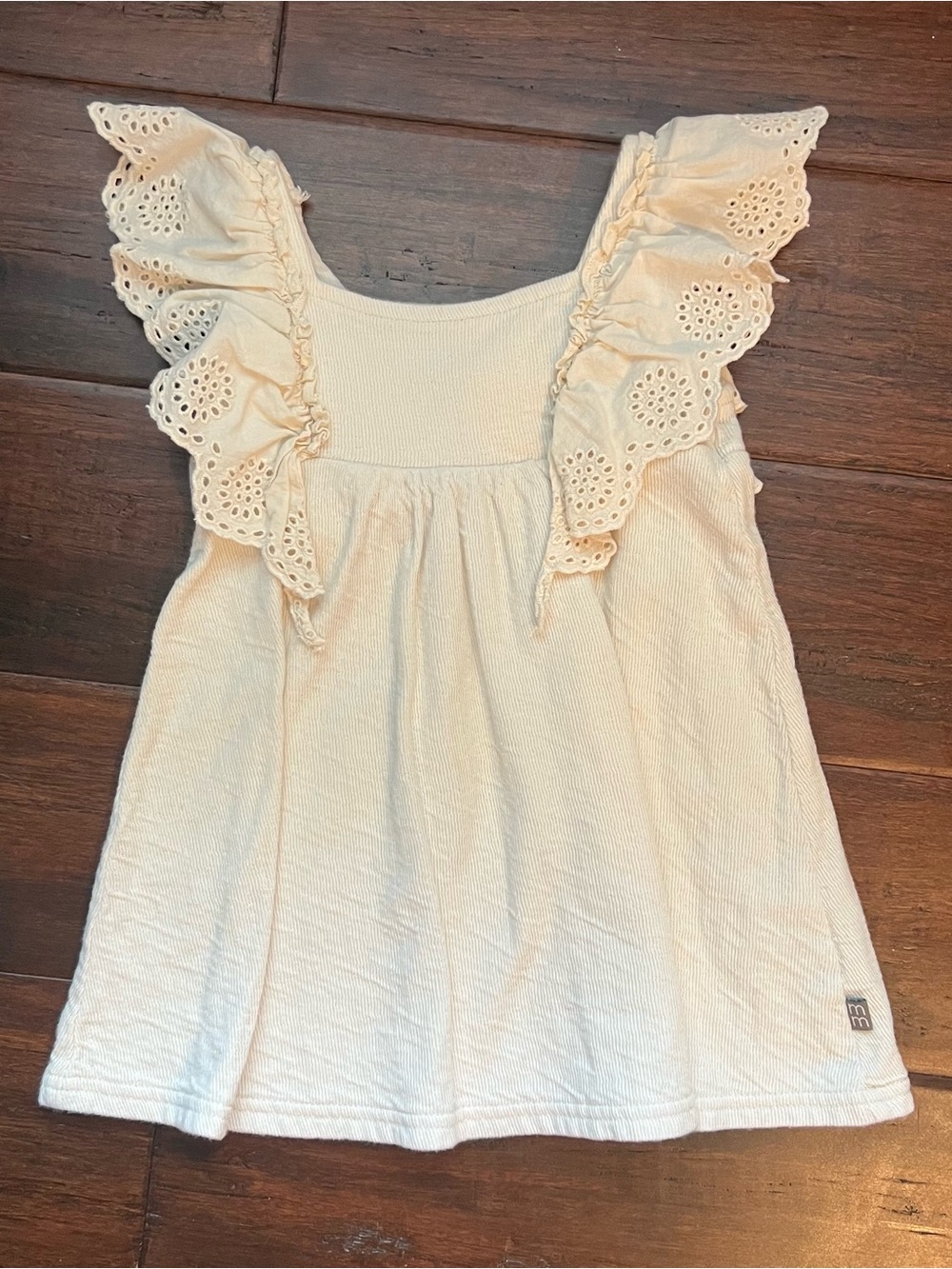 Girls Cream Eyelet Ruffle Dress